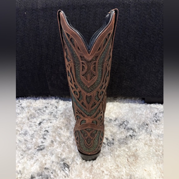 J.B. Dillon Glitter Inlay Western Leather Boots - Picture 4 of 6